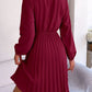 Women's Obsessed Tie Neck Balloon Sleeve Pleated Dress