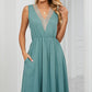 Pocketed V-Neck Wide Strap Dress