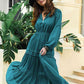 Amelia Tie Neck Long Sleeve Midi Tiered Dress