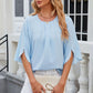 Round Neck Slit Half Sleeve Top