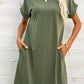 Full Size Scoop Neck Short Sleeve Pocket Mini Dress