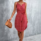 SOChic Printed V-Neck Tie Waist Mini Dress