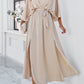 Slit Tied V-Neck Three-Quarter Sleeve Dress