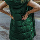 Full Size Longline Hooded Sleeveless Puffer Vest