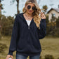 Zip Up Drawstring Long Sleeve Hooded Jacket