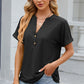 Eyelet Notched Short Sleeve T-Shirt