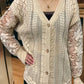 Eyelet Button Up Lantern Sleeve Cardigan