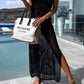 Openwork Slit Cutout Wide Strap Dress
