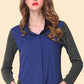SoYou Navy Two-Tone Spliced Shirt
