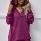 V-Neck Drop Shoulder Long Sleeve Hoodie