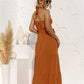 Women's Halter Neck Tie Waist Tiered Maxi Dress