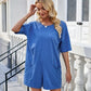 Backless Pocketed Round Neck Half Sleeve Romper
