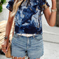 Printed Ruffled Mock Neck Blouse