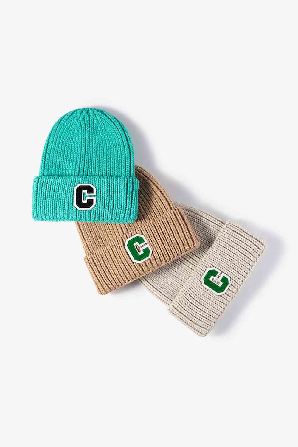 CHIC HATZ Letter C Patch Cuffed Beanie