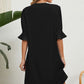 Notched Flounce Sleeve Mini Dress