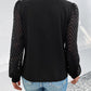 Mesh V-Neck Button Front Blouse
