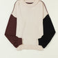 Contrast Round Neck Dropped Shoulder Sweater