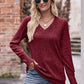 V-Neck Long Sleeve Ribbed Top