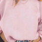 Ribbed Round Neck Drop Shoulder Sweatshirt