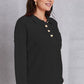 Women's CallistaAnn Quarter Button Dropped Shoulder Sweatshirt