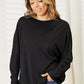 Double Take Light Gray Full Size Seam Detail Round Neck Long Sleeve Top
