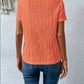 Eyelet Round Neck Short Sleeve T-Shirt