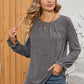 Ruched Round Neck Flounce Sleeve T-Shirt