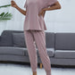 Full Size Round Neck Short Sleeve Top and Pants Set