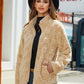 Full Size Fuzzy Checkered Zip Up Jacket