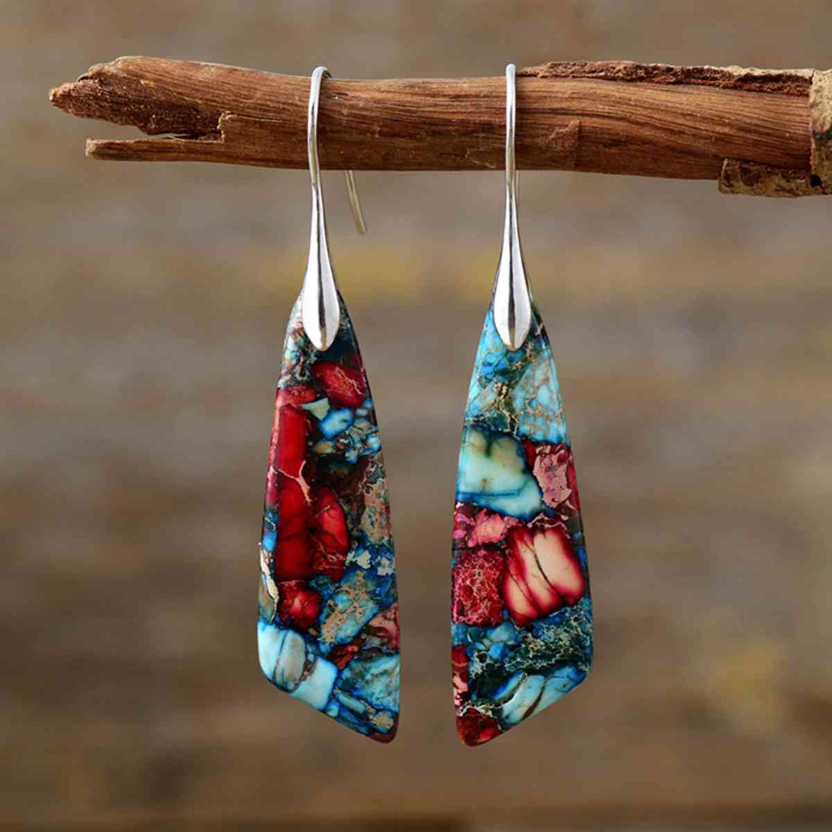 Teal Geometrical Shape Dangle Earrings