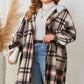 Adrien Planet Black Plus Size Plaid Drop Shoulder Hooded Coat