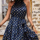 FULL SIZE Polka Dot Tiered Belted Mini Dress