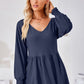 Full Size V-Neck Lantern Sleeve Blouse