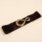 Women's Ribbed Alloy Buckle Elastic Belt