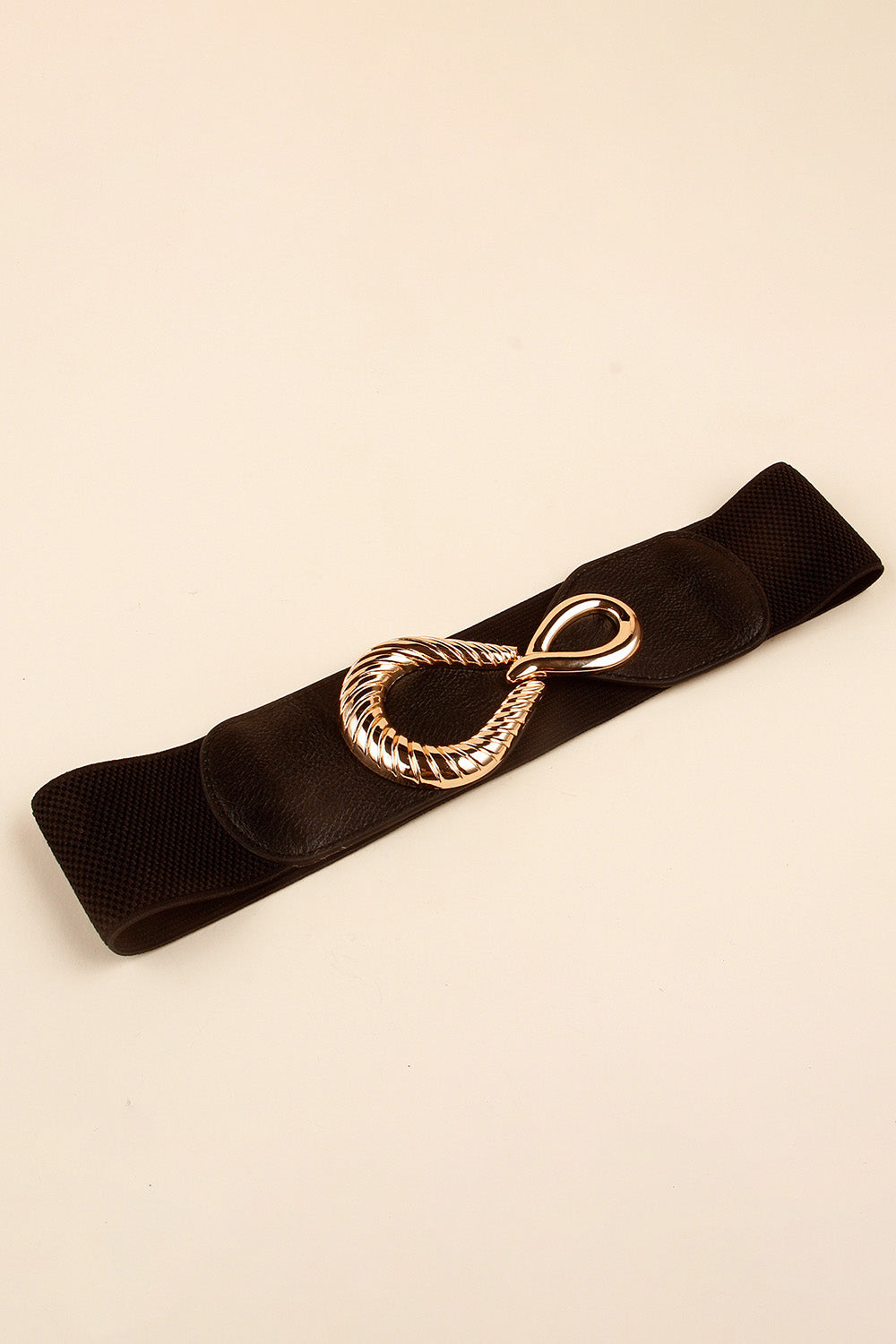 Women's Ribbed Alloy Buckle Elastic Belt