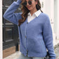 Button Down Ribbed Trim Cardigan