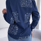 Letter Printed Button Up Long Sleeve Blouse