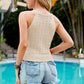 SO YOU Ribbed Trim Round Neck Sleeveless Knit Top