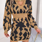 Hannah Contrast Round Neck Cutout Long Sleeve Mini Sweater Dress