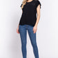ACTIVE BASIC Ruffle Short Sleeve Crochet Blouse
