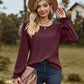 Full Size Round Neck Puff Sleeve Blouse