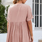 Ruched Notched Short Sleeve Blouse