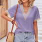 Eyelet V-Neck Short Sleeve T-Shirt