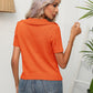 Cable-Knit Johnny Collar Short Sleeve Knit Top
