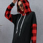 Plaid Drawstring Dropped Shoulder Hoodie