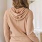 Waffle-Knit Drawstring Kangaroo Pocket Hoodie