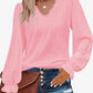 FULL SIZE Eyelet V-Neck Flounce Sleeve Blouse