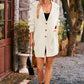 Collared Neck Button-Up Cardigan with Pockets