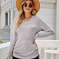 Full Size Drawstring V-Neck Long Sleeve T-Shirt