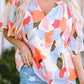 Women's Printed Notched Neck Half Sleeve Blouse